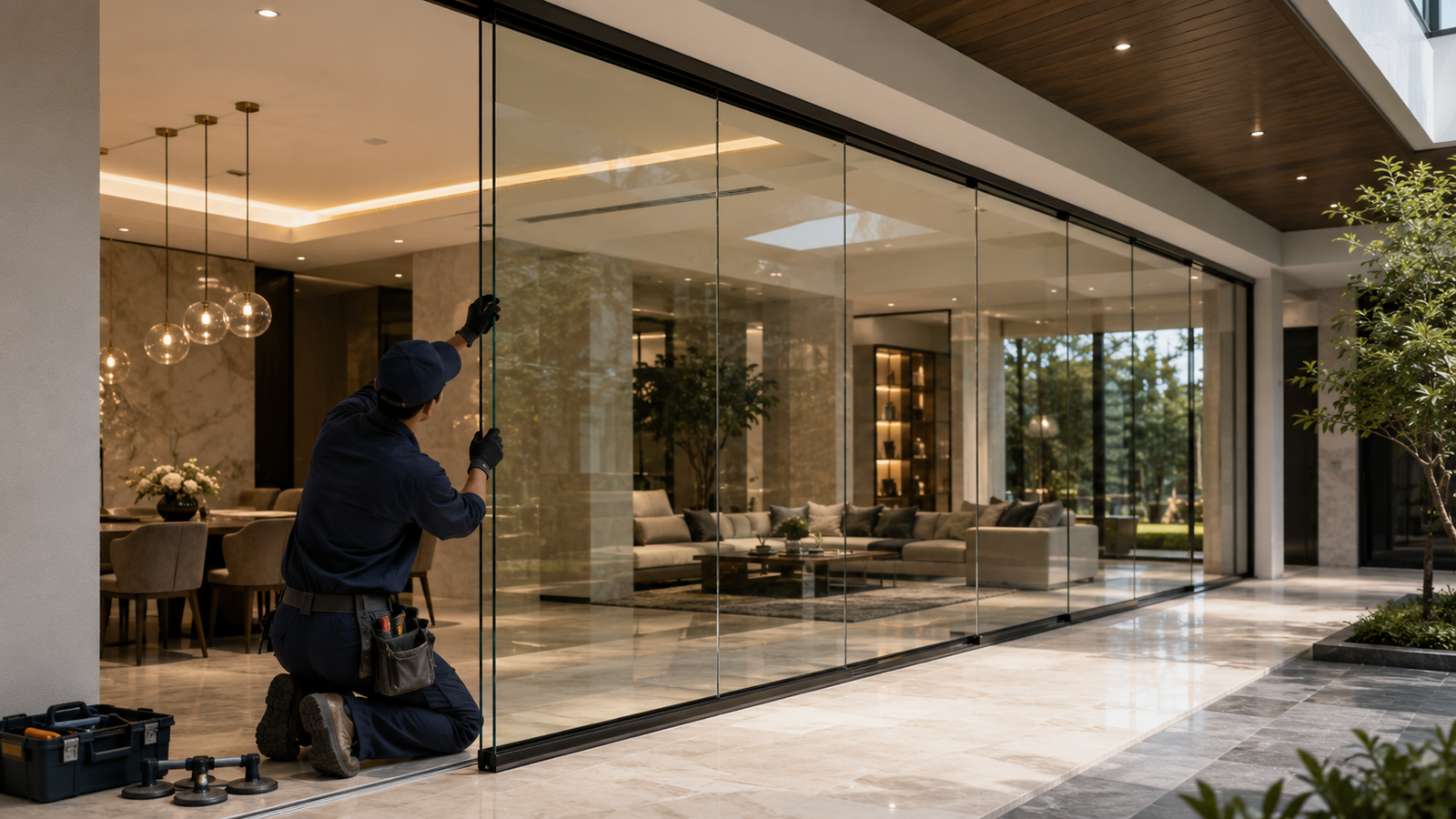 Glass partition installation