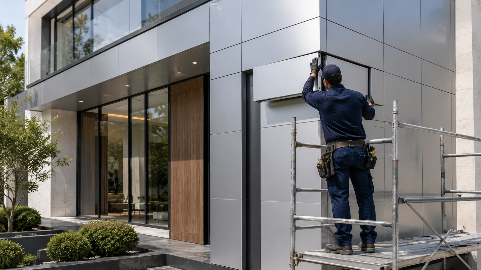 Aluminium cladding on building facade