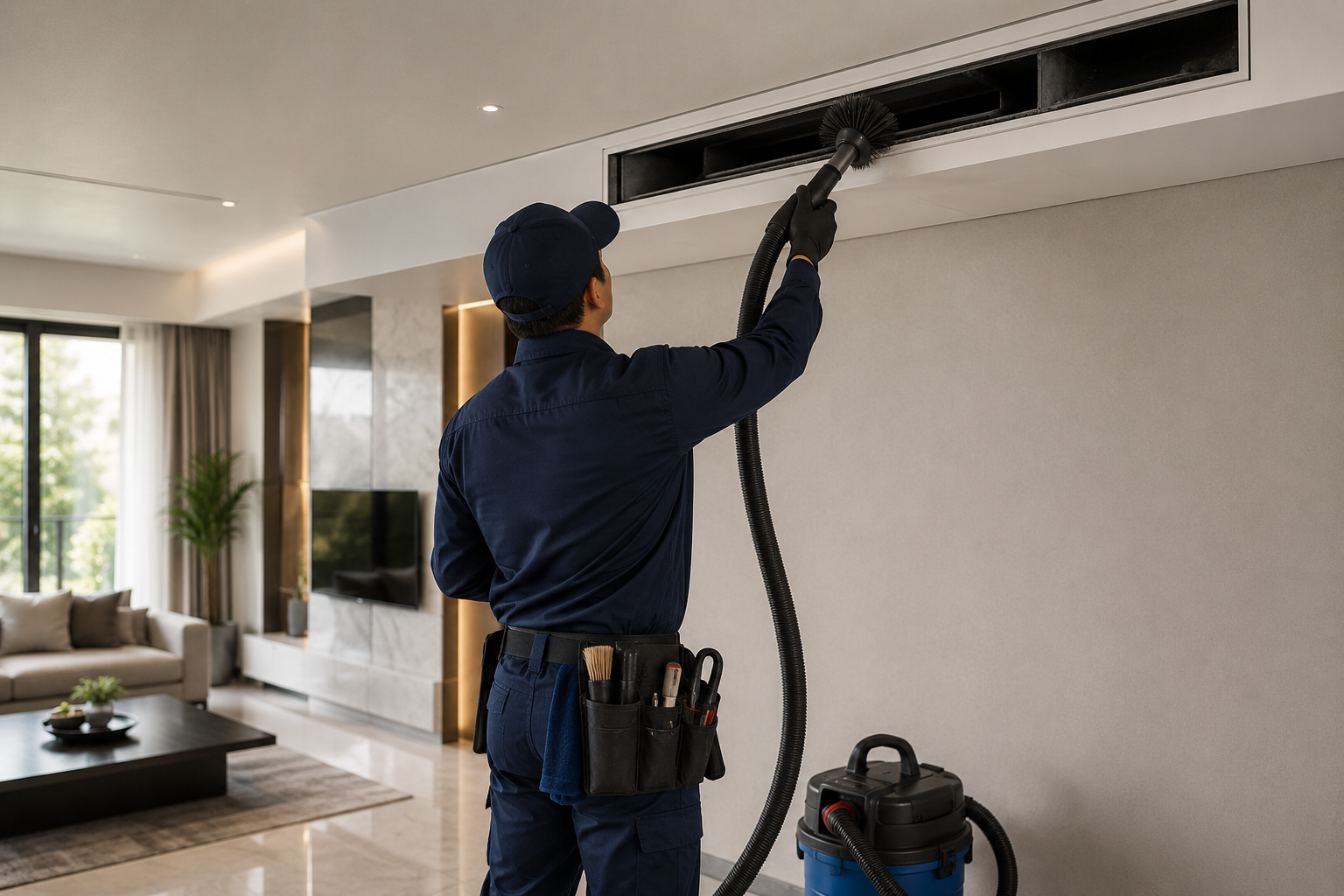 Duct cleaning for central AC system