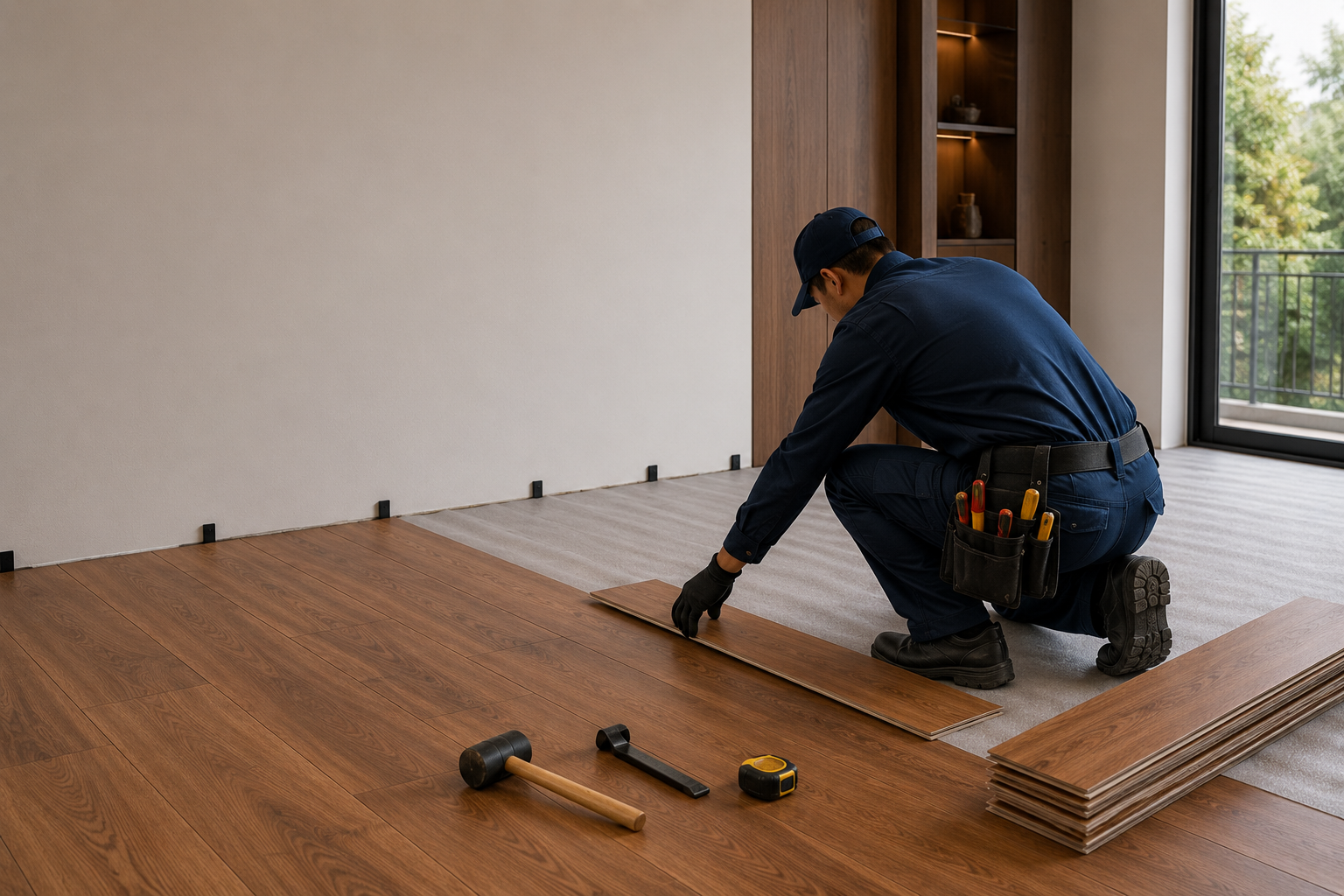 Wooden flooring installation