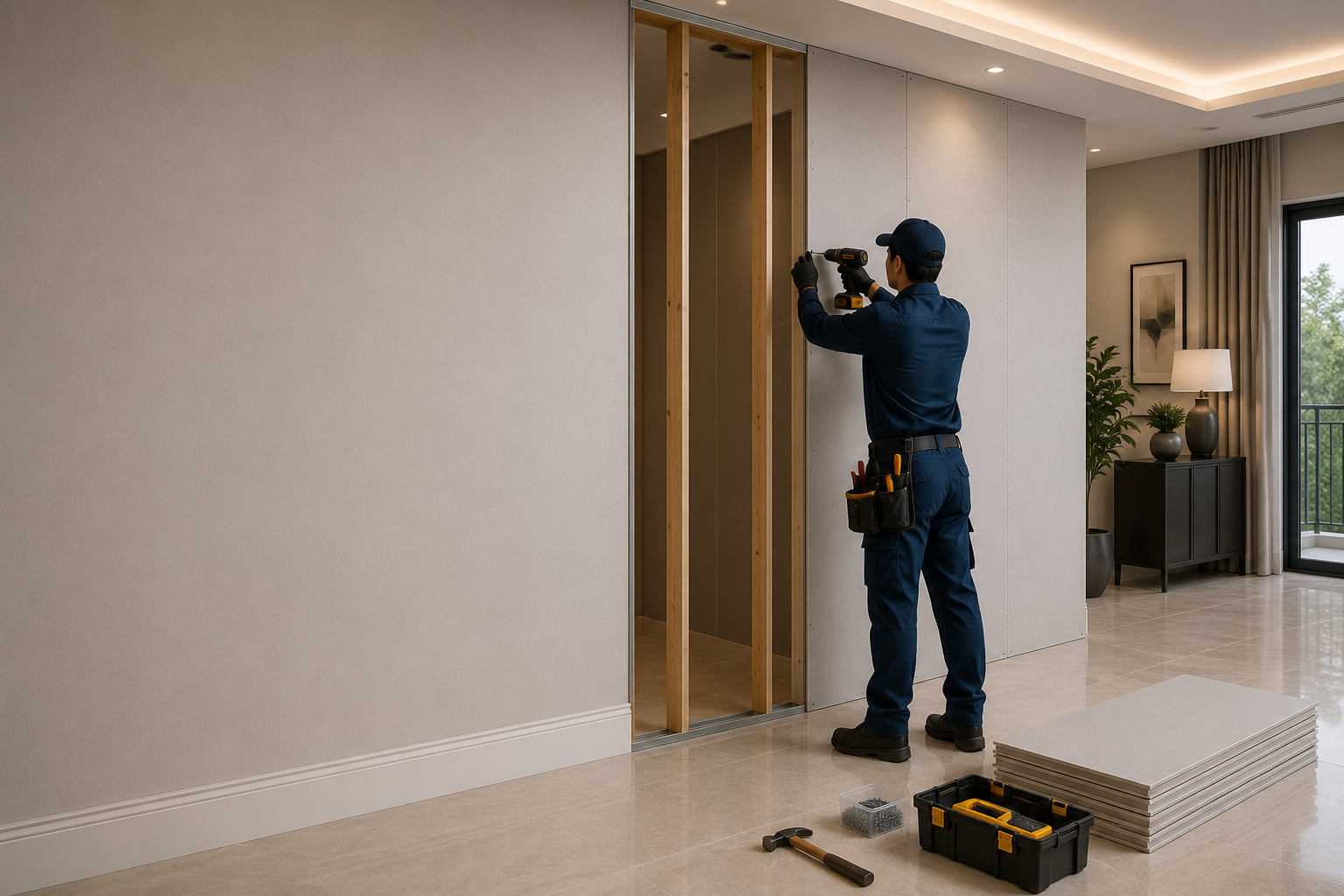Partition wall installation