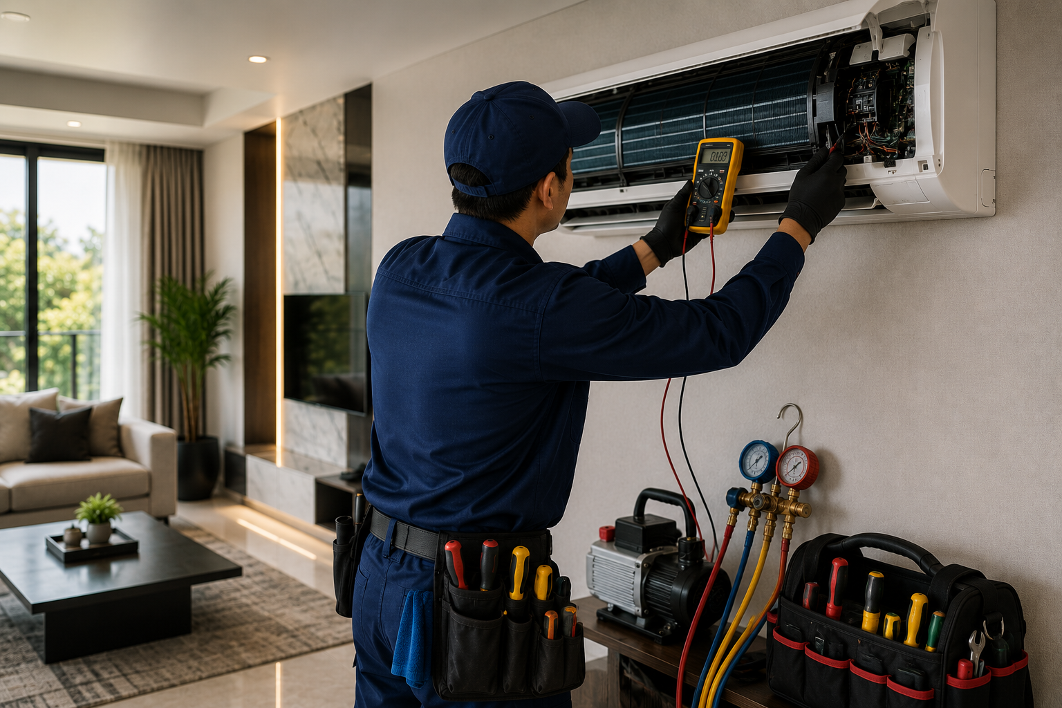 Split AC unit servicing