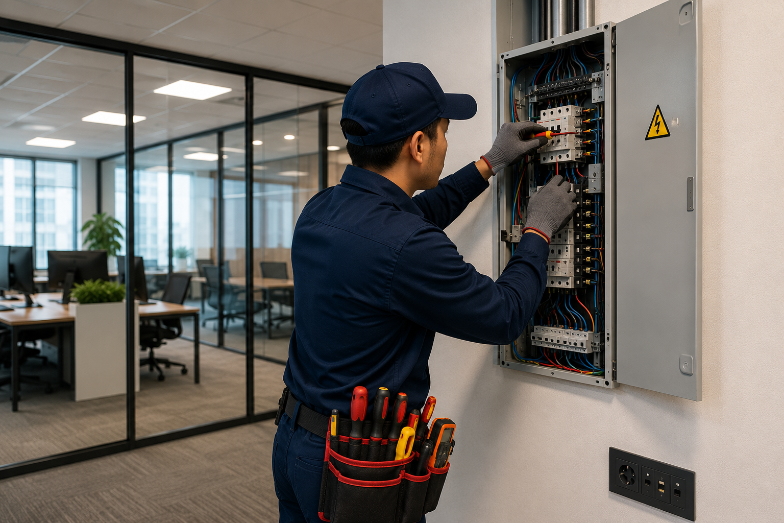 Commercial electrical work in office